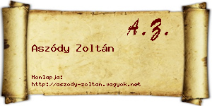 Aszódy Zoltán névjegykártya